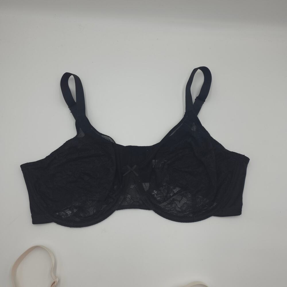 HSIA Bundle of Two Enchante Unlined Lace Underwire Bra Black Cream Size 40DD - Picture 2 of 10